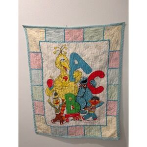 Vintage Sesame Street ABC Baby Quilt Big Bird Cookie Monster Bert Ernie